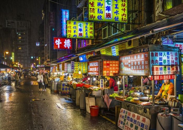 السوق الليلي شيلين في تايوان  