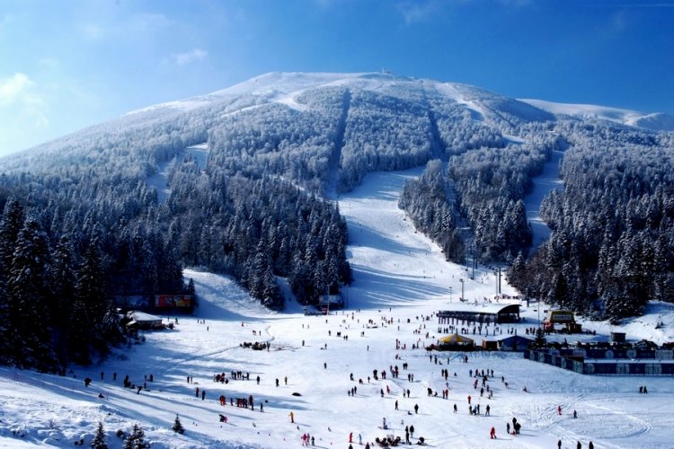 السياح يستمتعون بالتزلج في جبل ياهورينا