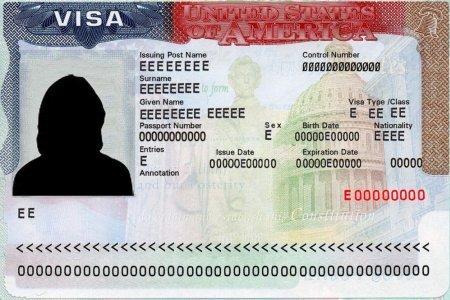 نموذج لتأشيرة سفر أمريكية